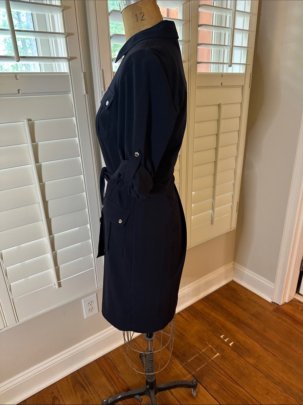 Michael Kors BlackZip-Front Shirt Dress with Tie Belt - Picture 2 of 5